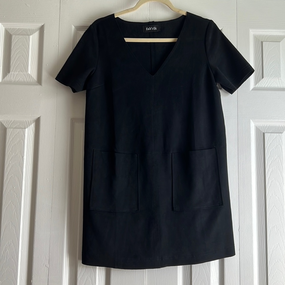 FABRIK Black Suede Shift Mini Dress Small